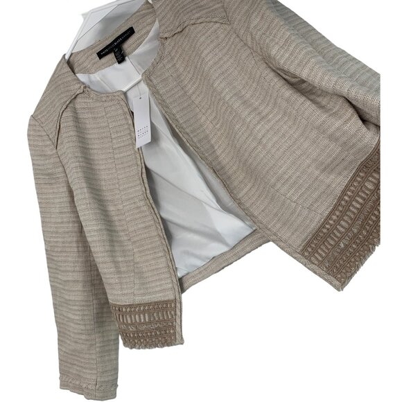 White House Black Market Womens 3Q Sleeve Natural Suit Jacket Size 6P 7817 - Picture 8 of 11